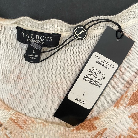 Talbots XL Cream Embellished sequins, beads Floral Long Sleeve Sweater Women's - Picture 9 of 16